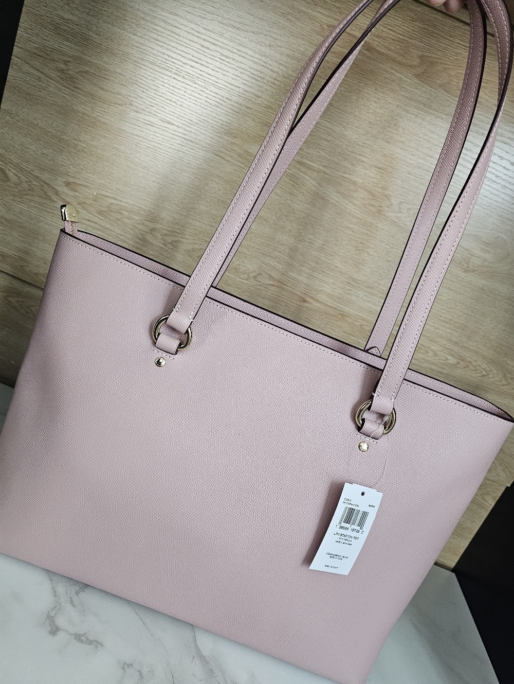Coach Blush Pink Leather Tote with Front Pocket - Picture 4 of 13